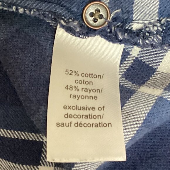 Maurices Flannel Button-Up Top Cotton Blend Blue & White Plaid XL #228A - Picture 8 of 9